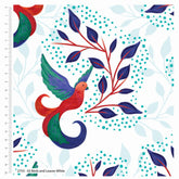 Sarah Payne Bird's of Paradise Birds & Leaves Blanc 100 % coton (2753-02)